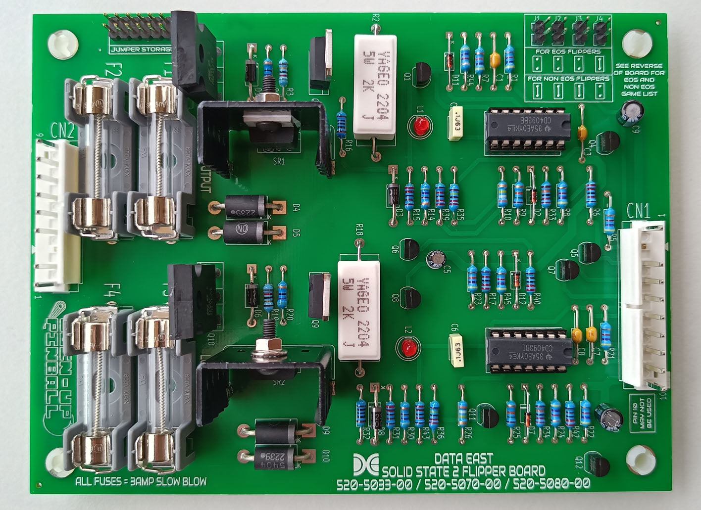 Data East / Sega 2 Flipper Board - 520-5033-00 / 520-5070-00 / 520-5080-00 Front